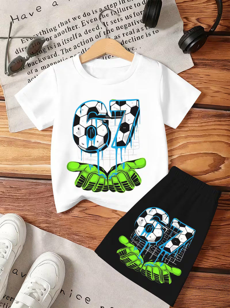 Детски комплект "67 Six Seven" – черно-бял летен модел