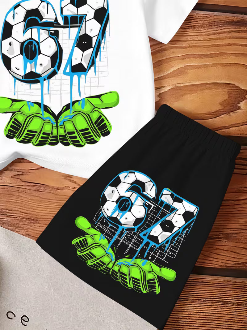 Детски комплект "67 Six Seven" – черно-бял летен модел