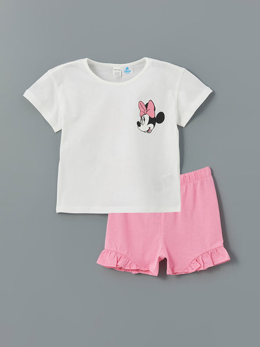 Комплект Disney Minnie Mouse с тениска и розови къси панталонки